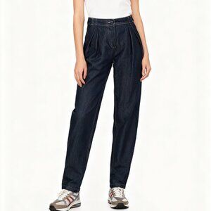 Emporio Armani Dark Wash High-Waisted Tapered Jeans | Size US 6 (S) | Stretch